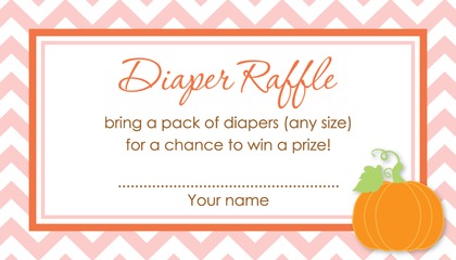 Little Pumpkin Blue Chevron Border Diaper Raffle Cards