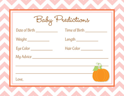 Little Pumpkin Pink Chevron Border Diaper Raffle Cards