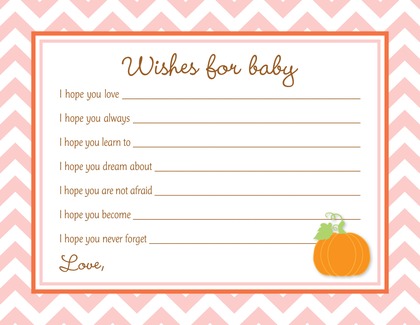 Little Pumpkin Pink Chevron Border Baby Bingo