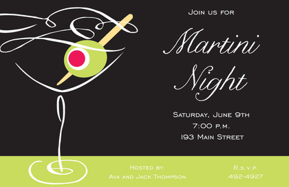 Swirl Martini Pink Classic Invitations