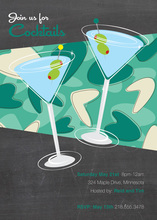 Two Martini Chalkboard Birthday Party Invitations