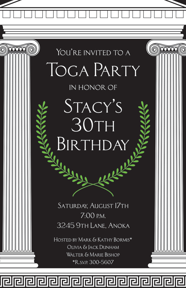 Mega Toga Black Greek Invitations