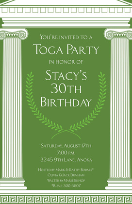 Red Mega Toga Greek Inspired Invitations