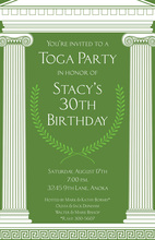 Green Mega Toga White Pillars Invitation