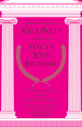 Red Mega Toga Greek Inspired Invitations