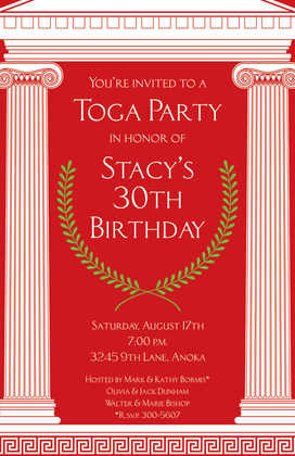 Hot Pink Toga Celebration Invitations