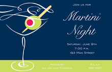 Swirl Martini Fun Navy Party Invitations