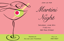 Monograms Olives Martinis Pink Polka Dots Invitation
