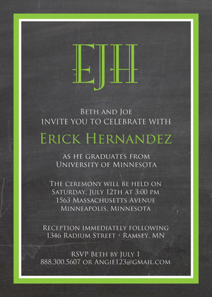 Grey Border Chalkboard Initial Monogram Invites