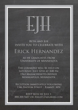 Grey Border Chalkboard Initial Monogram Invites
