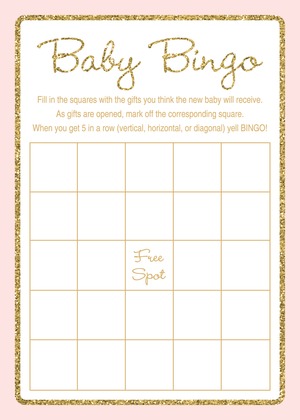 Gold Glitter Graphic Border Pink Baby Wishes