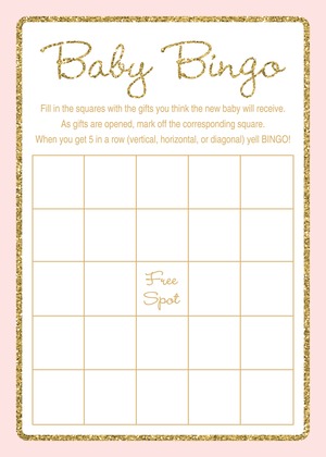 Gold Glitter Graphic Border Pink Baby Predictions