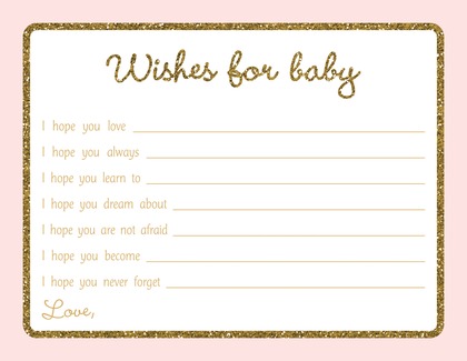 Gold Glitter Graphic Border Pink Diaper Raffle Cards