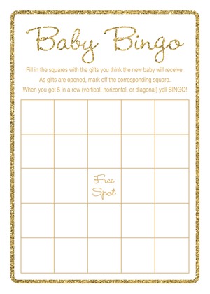 Gold Glitter Graphic Border Pink Diaper Raffle Cards