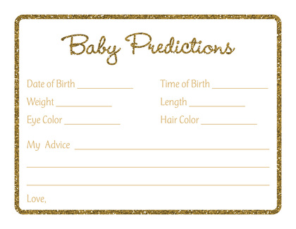 Gold Glitter Graphic Border Pink Diaper Raffle Cards