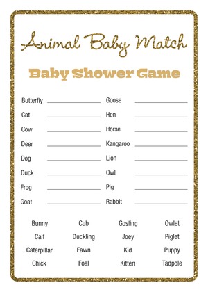 Gold Glitter Graphic Border Baby Bingo Cards