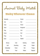 Gold Glitter Graphic Border Baby Animal Name Game