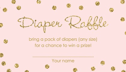 Gold Glitter Graphic Dots Mint Diaper Raffle Cards