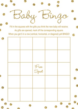 Gold Glitter Graphic Dots Pink Baby Bingo