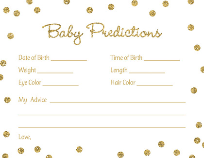 Gold Glitter Graphic Dots Baby Shower Bingo Game