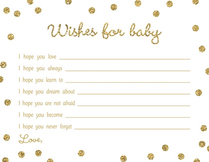 Gold Glitter Graphic Dots Diaper Raffle Cards