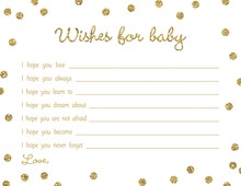 Faux Gold Glitter Pink Dots Baby Bucket List Cards