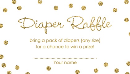 Gold Glitter Graphic Dots Pink Diaper Raffle Cards