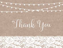 Lace Trimmed Burlap Thank You Cards