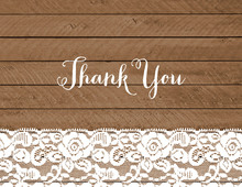 Lace Trimmed Wood Thank You Cards