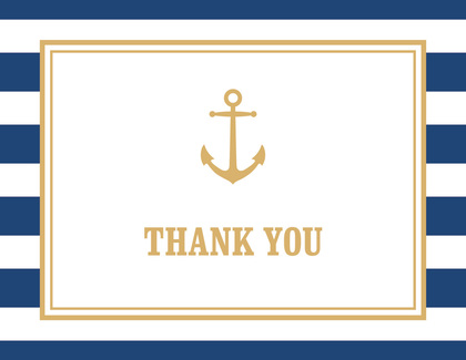 Navy Stripes Anchor Green Nautical Note