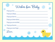 Yellow Duck Blue Border Baby Wishes