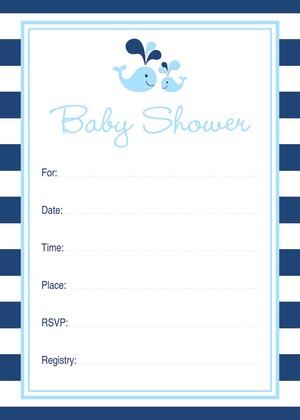 Pink Whale Splash Baby Shower Fill-in Invitations