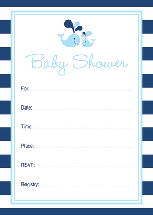 Blue Whale Splash Baby Wish Cards