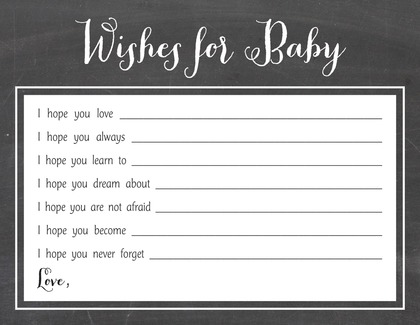 Whimsical Script Chalkboard Baby Predictions