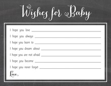Chalkboard Whimsical Script Baby Shower Wish Cards