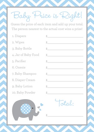 Blue Chevron Elephant Raffle Cards