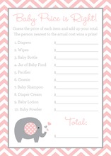 Pink Chevron Elephant Baby Shower Price Game