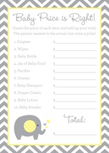Grey Chevron Yellow Elephant Baby Shower Price Game