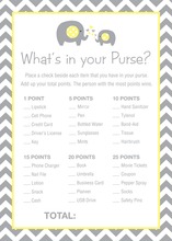 Grey Chevron Yellow Elephant What's Your Purse Game