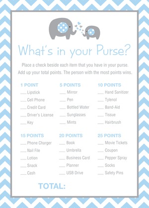 Blue Elephant Baby Shower Fill-in Invitations