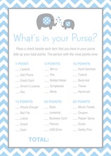 Blue Chevron Elephant What's In Your Purse Game