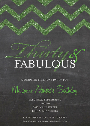 Fabulous Gold Glitter Chevron Thirty Invitations