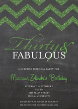 Fabulous Green Glitter Chalkboard Chevron Thirty Invites