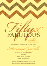 Fabulous Orange Brown Glitter Chevron Fifty Invites