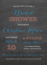 Simple Blue Text Arrangement Chalkboard Invitations