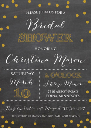 Simple Gold Confetti Bridal Shower Invitations