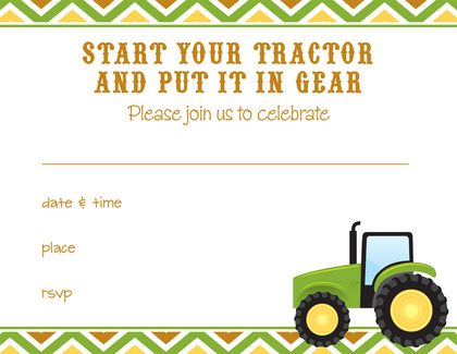 Green Tractor Chevrons Photo Thank You Card