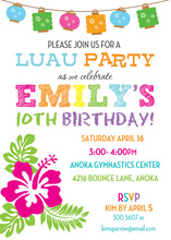 Bright Multicolored Luau Lanterns Invitation