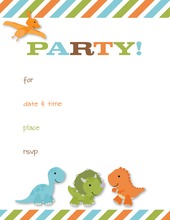 Multicolored Stripes Dinosaurs Fill-in Invitations