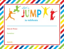 Multicolored Stripes Jumping Kids Fill-in Invitations